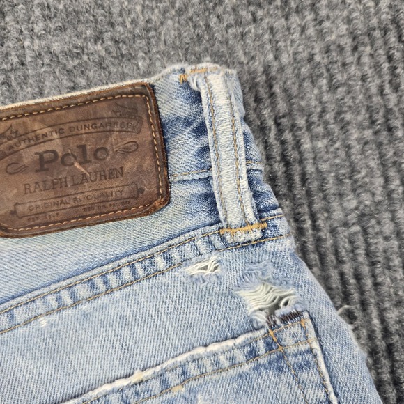 Polo Ralph Lauren Jeans Mens 34x30 Light Wash Varick Slim Straight Distressed - Picture 7 of 16